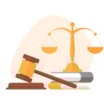 Court, law and justice scene vector illustration.