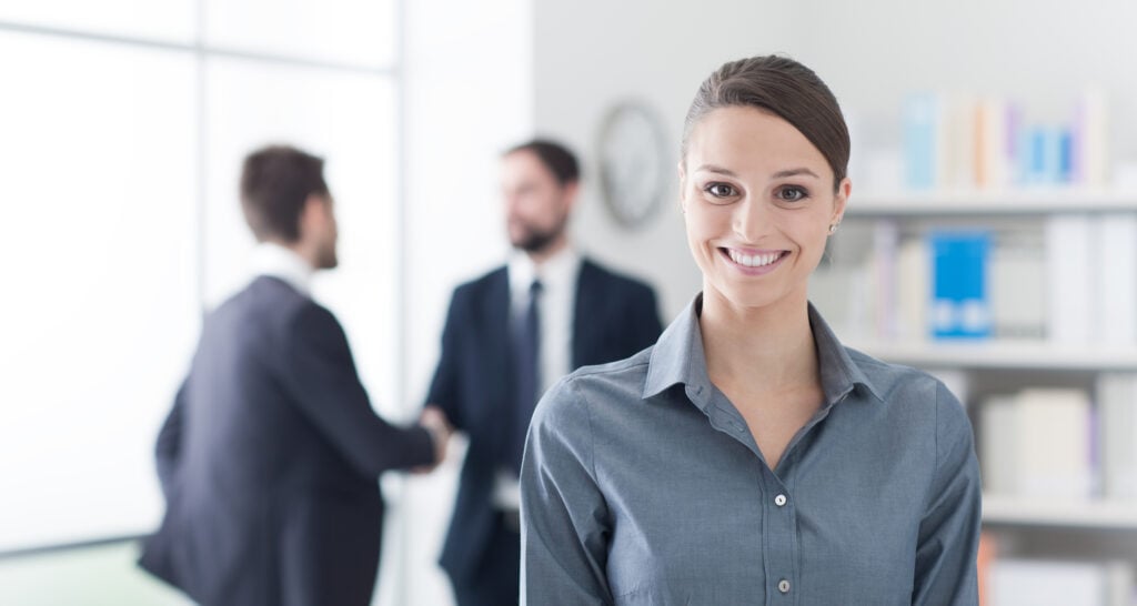 Smiling businesswoman in the office