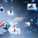 Businesswoman using tablet device