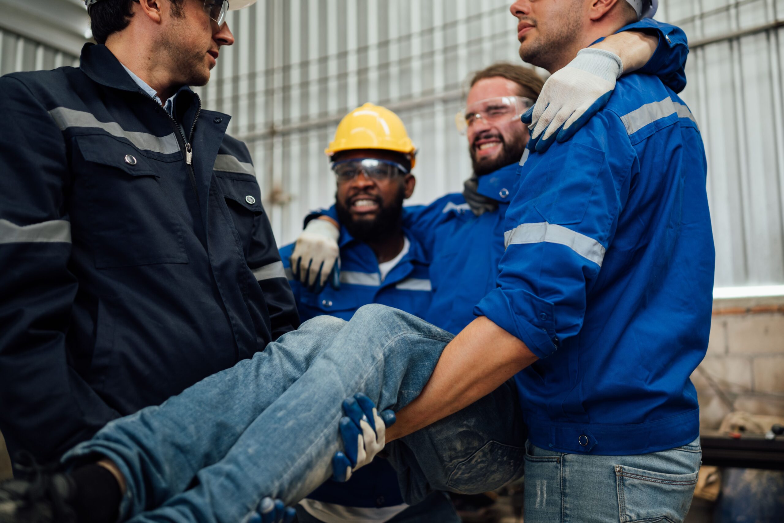 Co-workers carrying injured employee