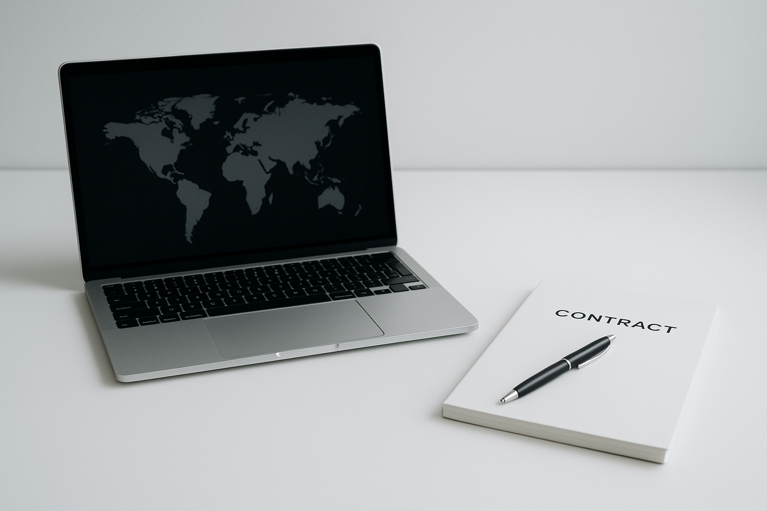 Laptop and notepad on a desk
