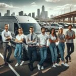 People standing around a car
