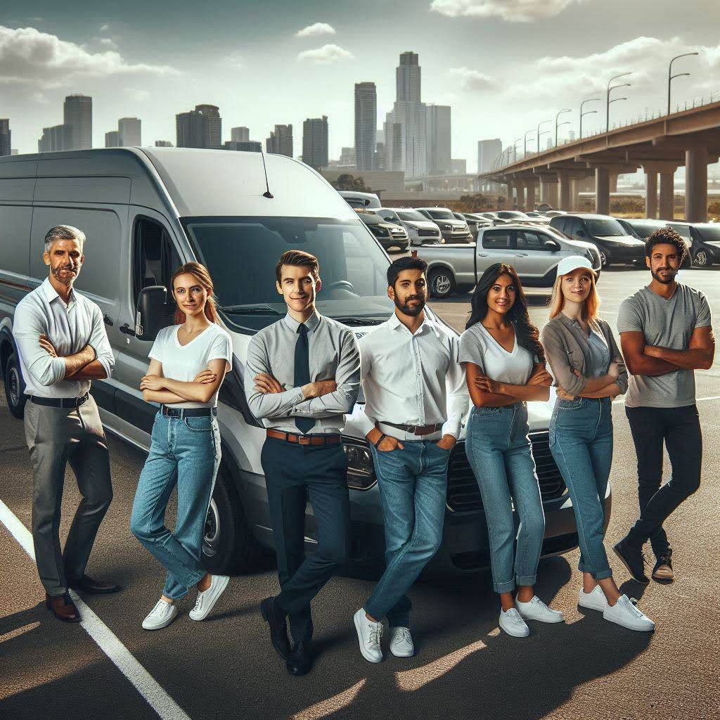 People standing around a car