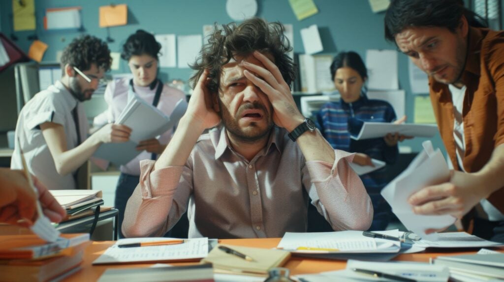 Stressed male employee