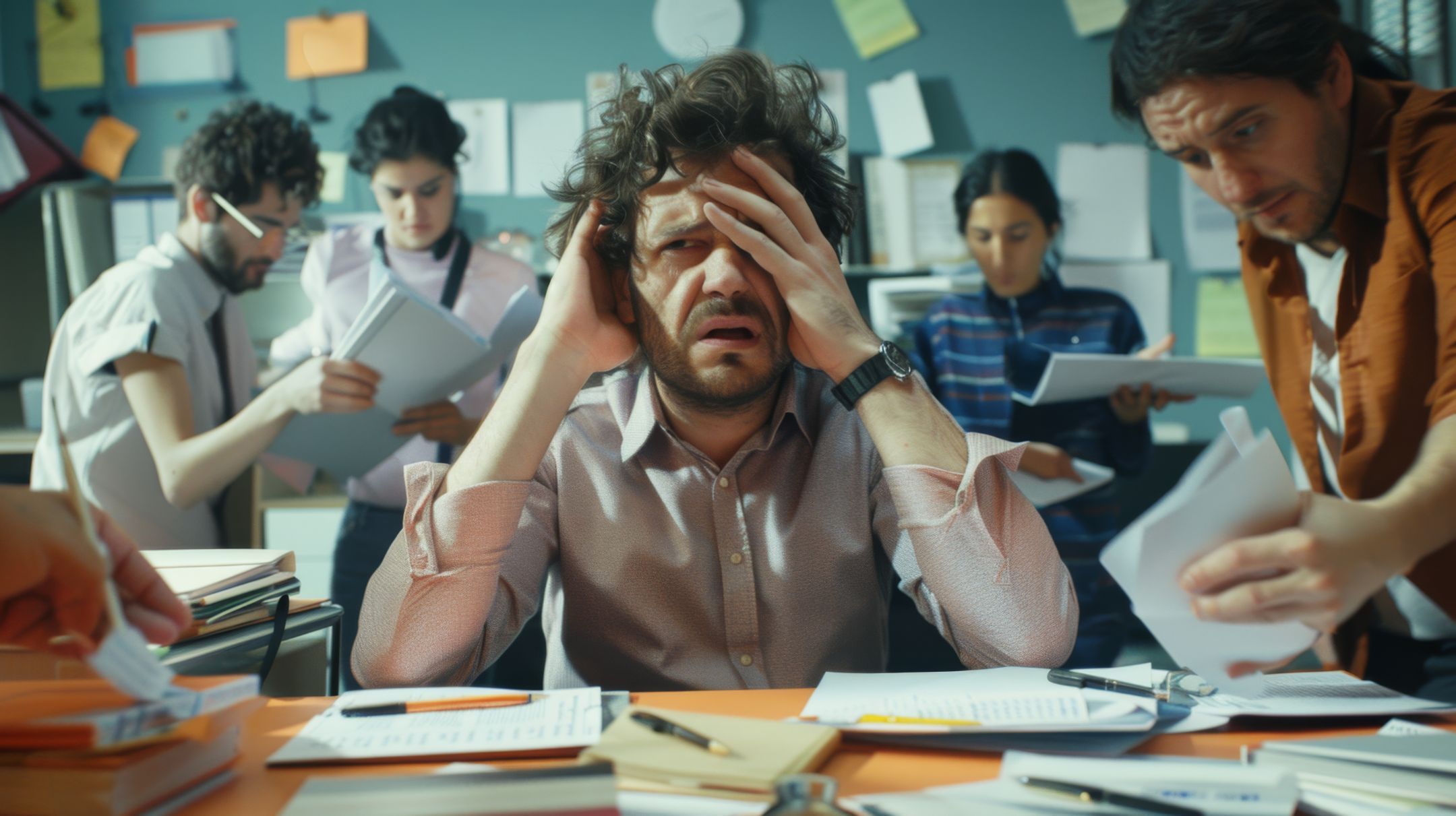 Stressed male employee Stressed male employee