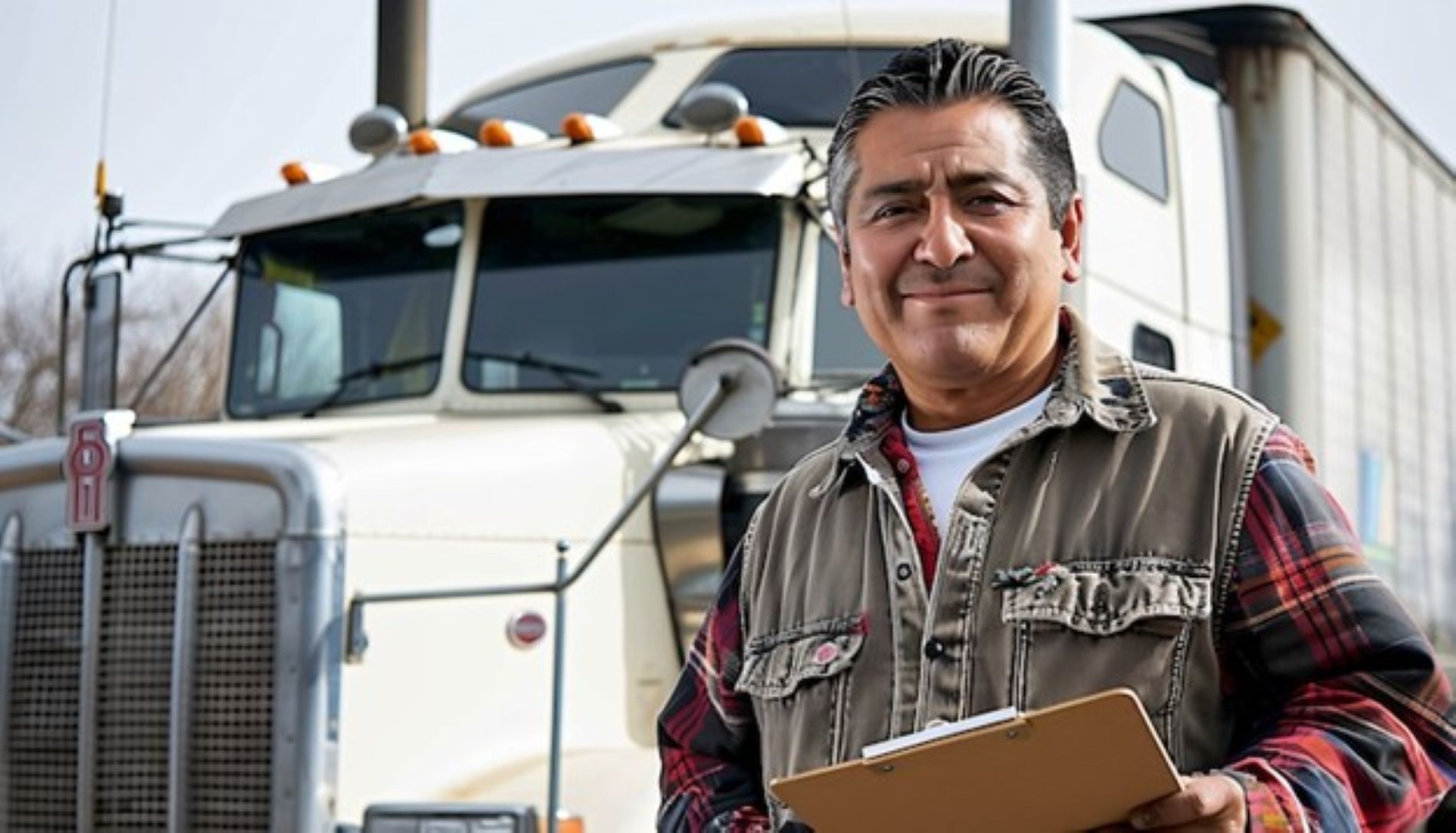 Truck driver holding a clipboard