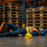 Employee falling in a warehouse
