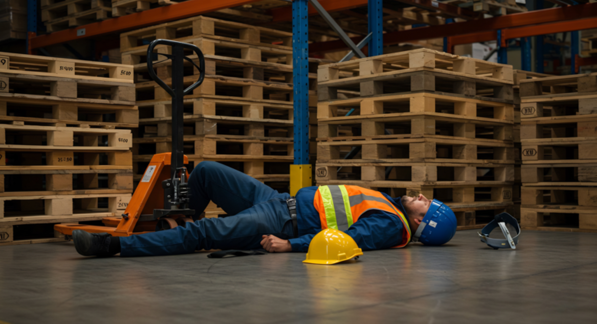 Employee falling in a warehouse