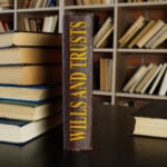Law book about wills and trusts on the desk