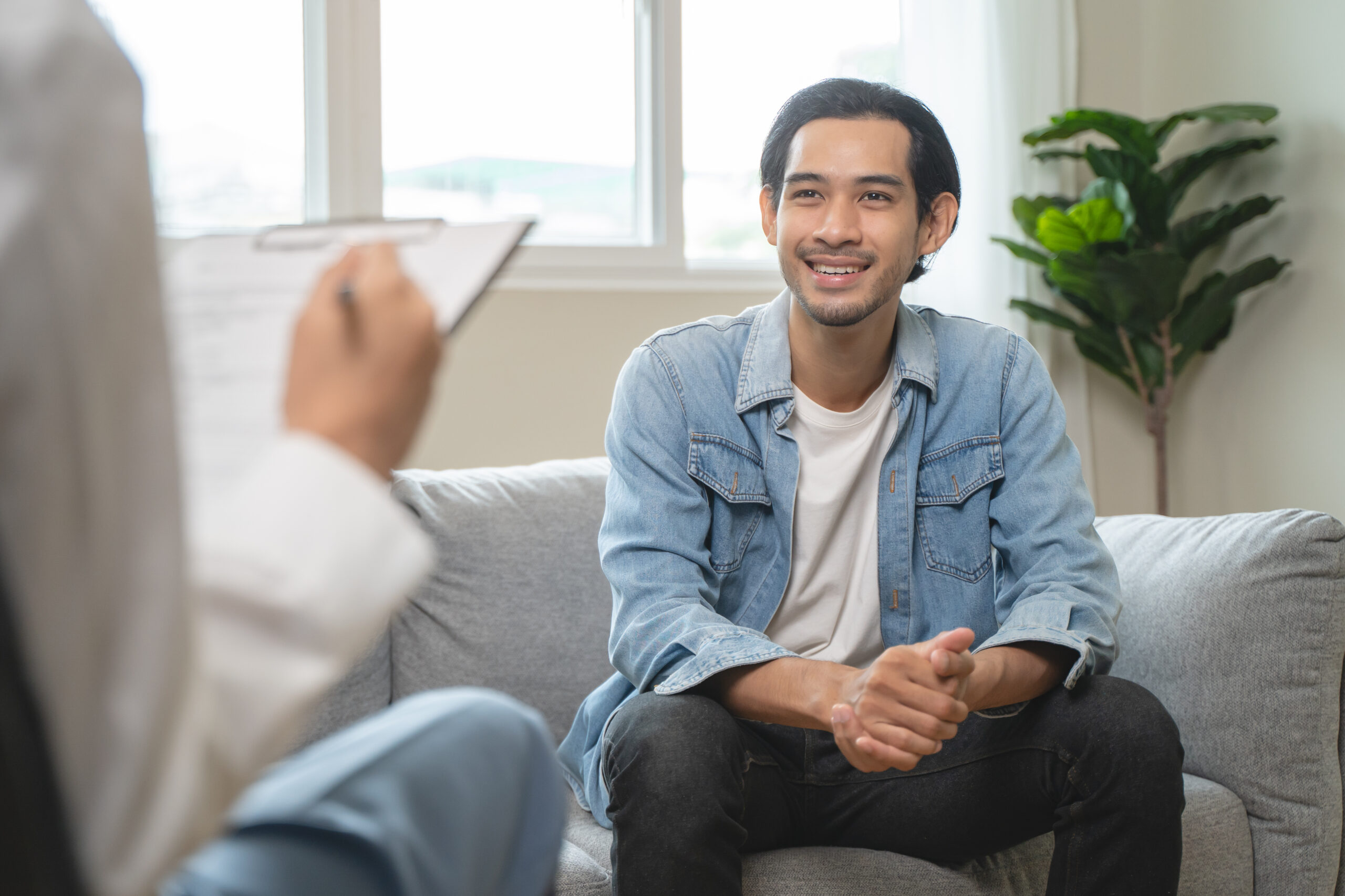 mental health care therapy concept, psychologist counseling to anxiety patient and giving guidance mental therapy care to cure mental health.