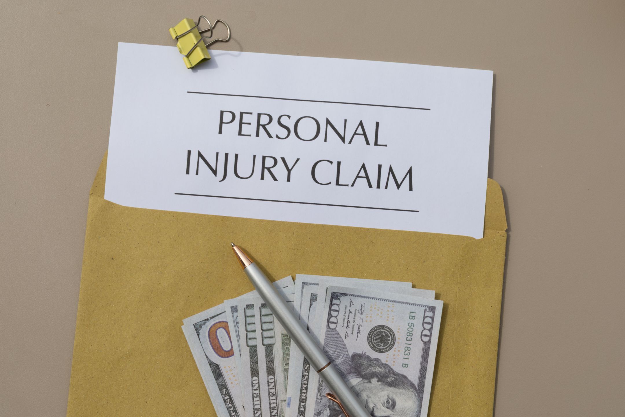 Personal injury claim in envelop