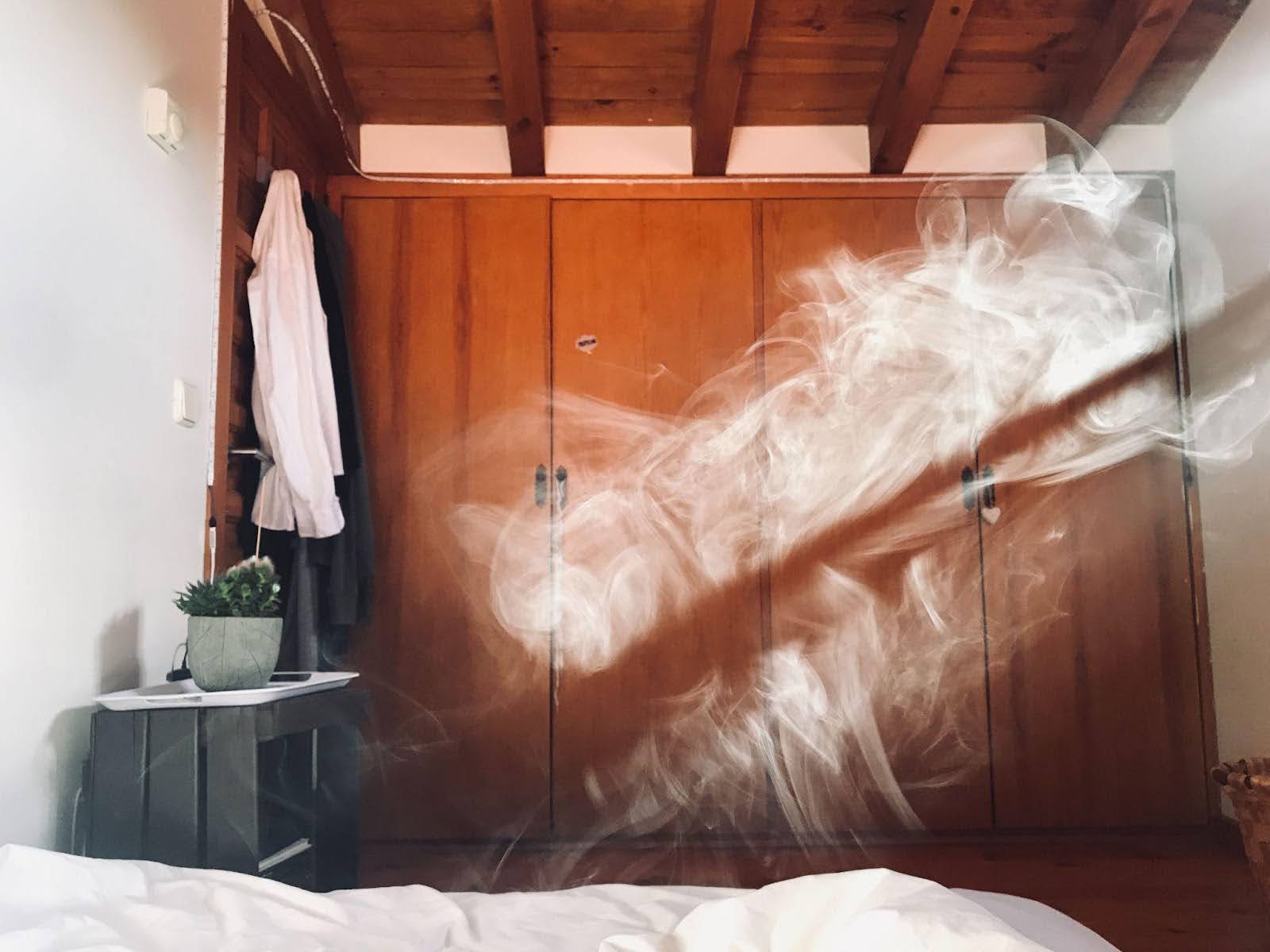 Smoke filled bedroom