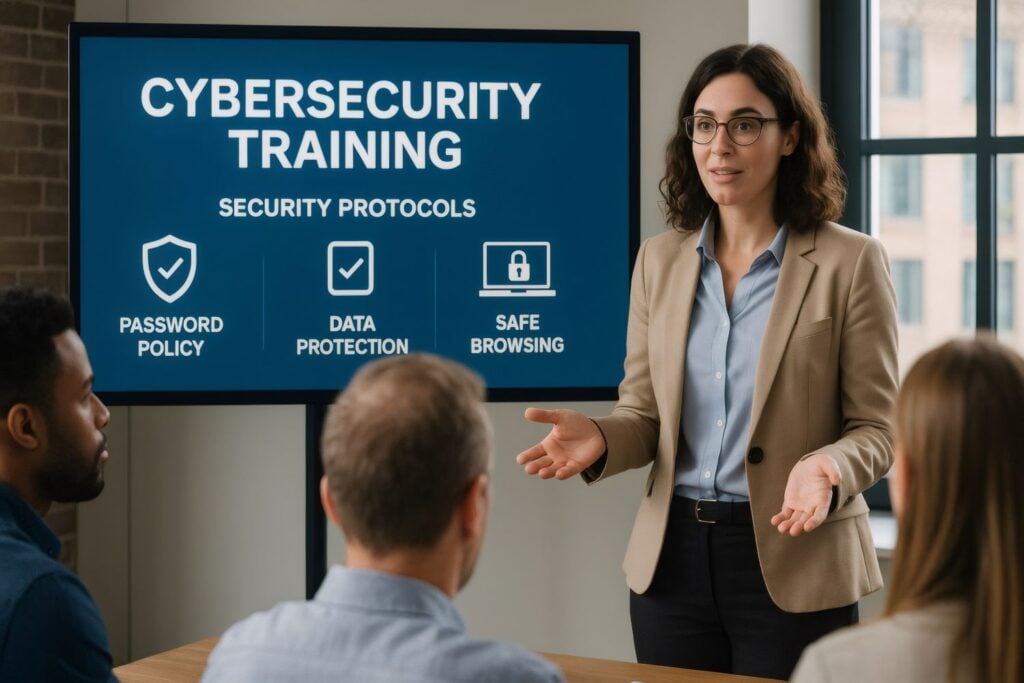 Instructor discussing cybersecurity training