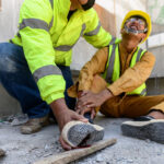 Builder worker has an accident at work.