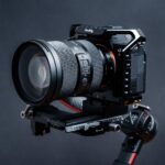 Camera mounted on tripod