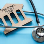 A Plate in form of court with sign personal injury law