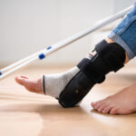 Ankle Sprain Bandage. Medical Foot Trauma Therapy