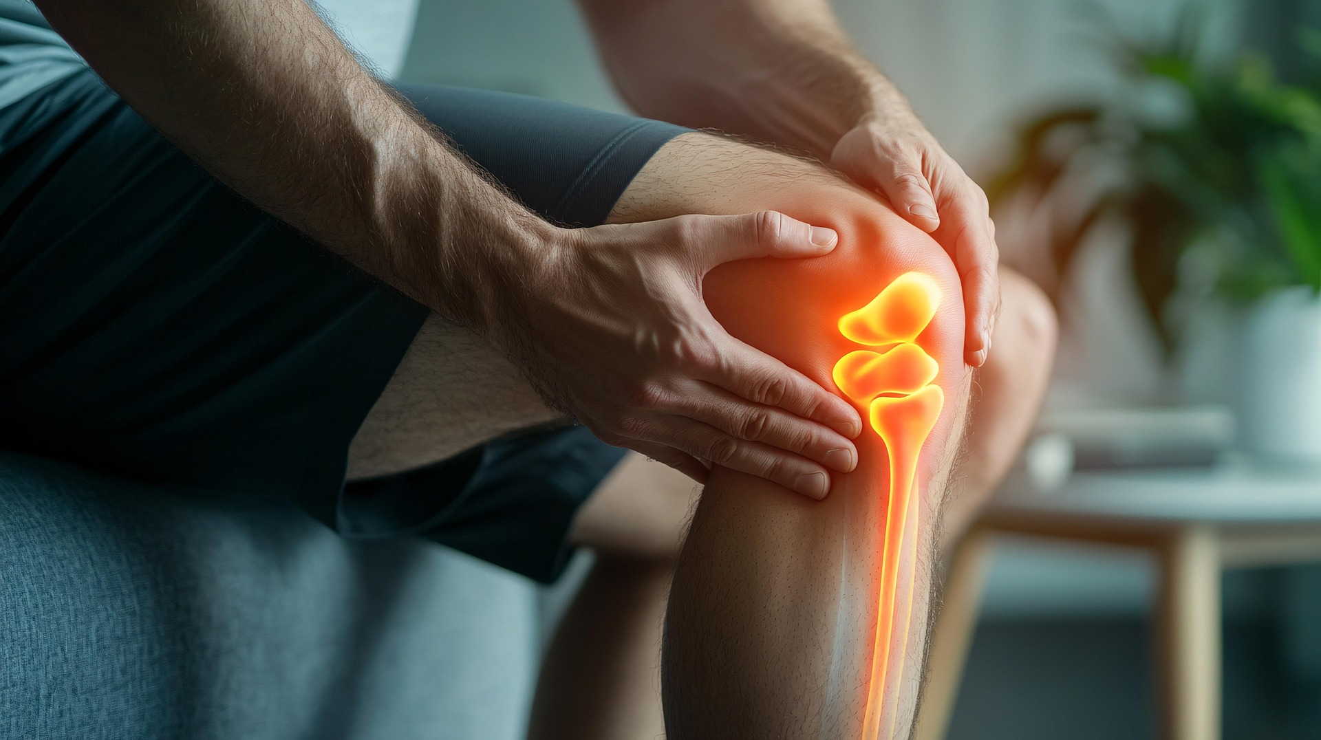 Man holding his injured knee