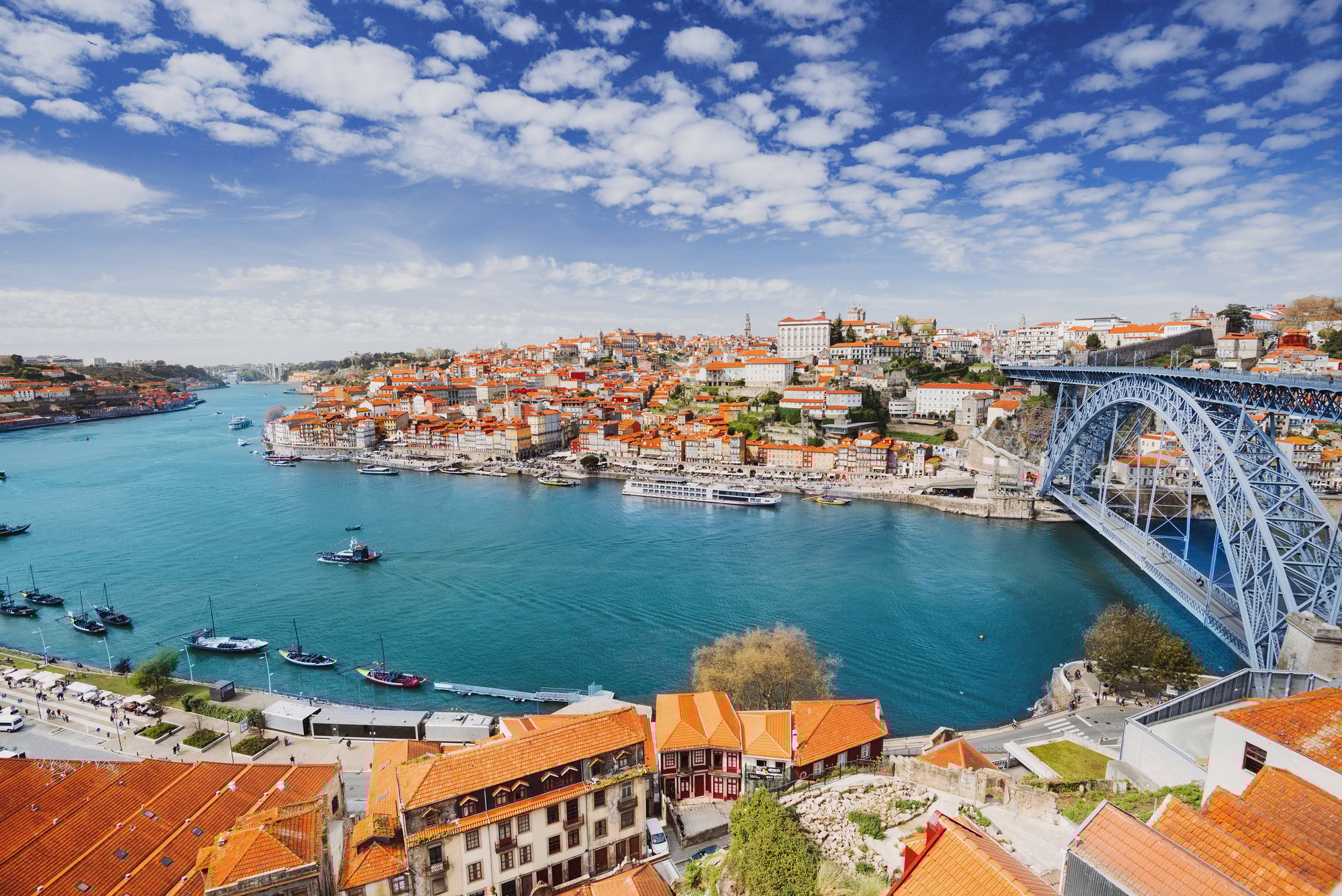Porto city and Vila Nova de Gaia with Douro river, Portugal