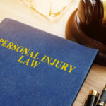 Personal injury law on a desk and gavel