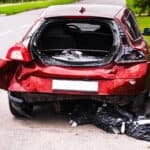 A red car involved in an accident