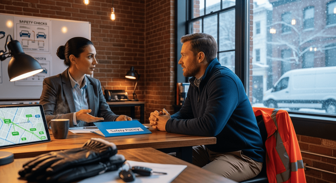 Manager talking to an employee about the company's driving policy