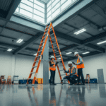 Safety team inspecting a ladder