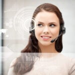 Futuristic female helpline operator
