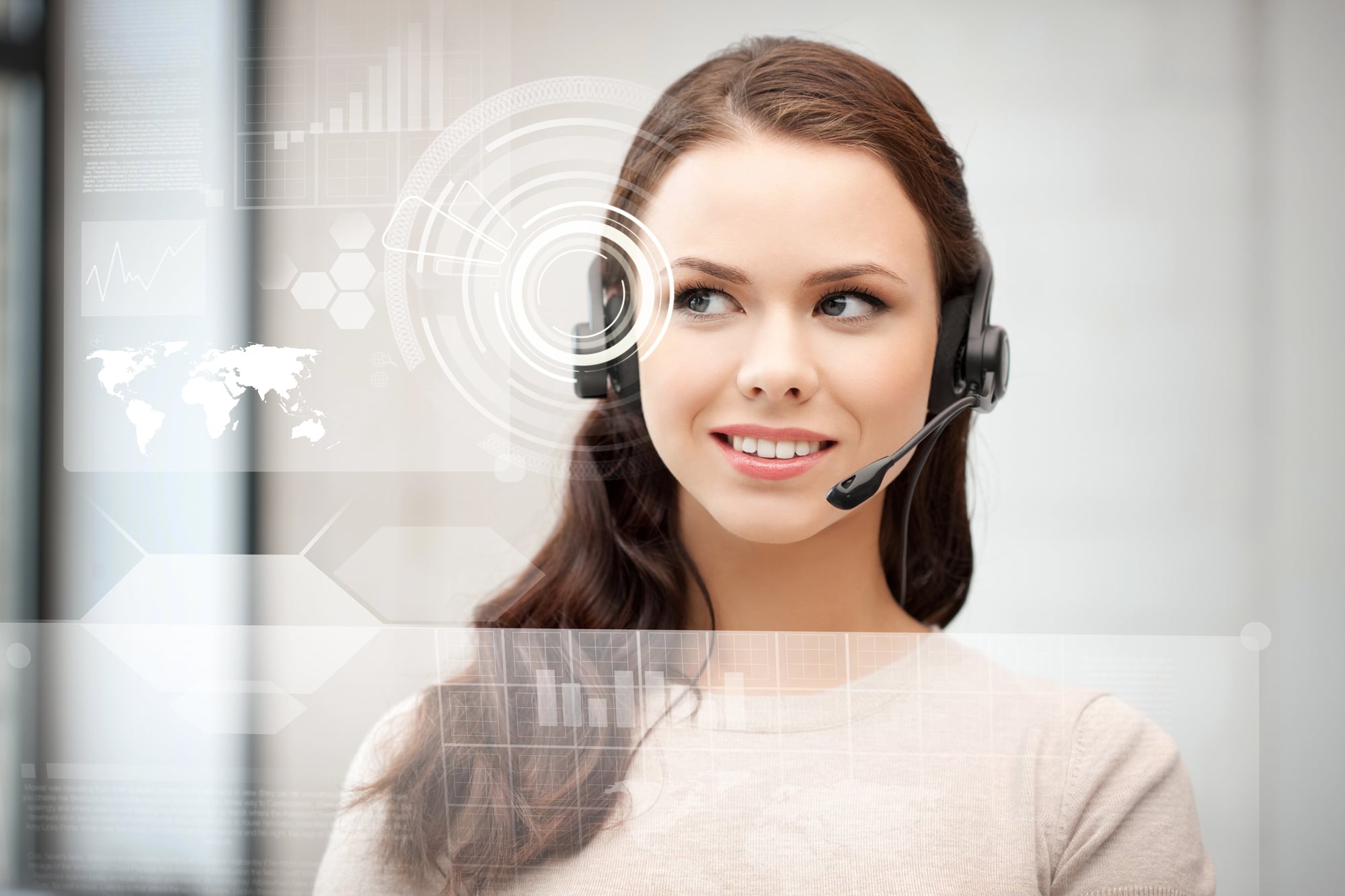 Futuristic female helpline operator