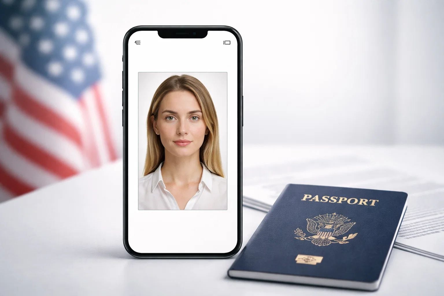 Woman's photo next to a passport