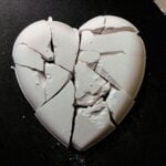 A broken heart made of white gypsum