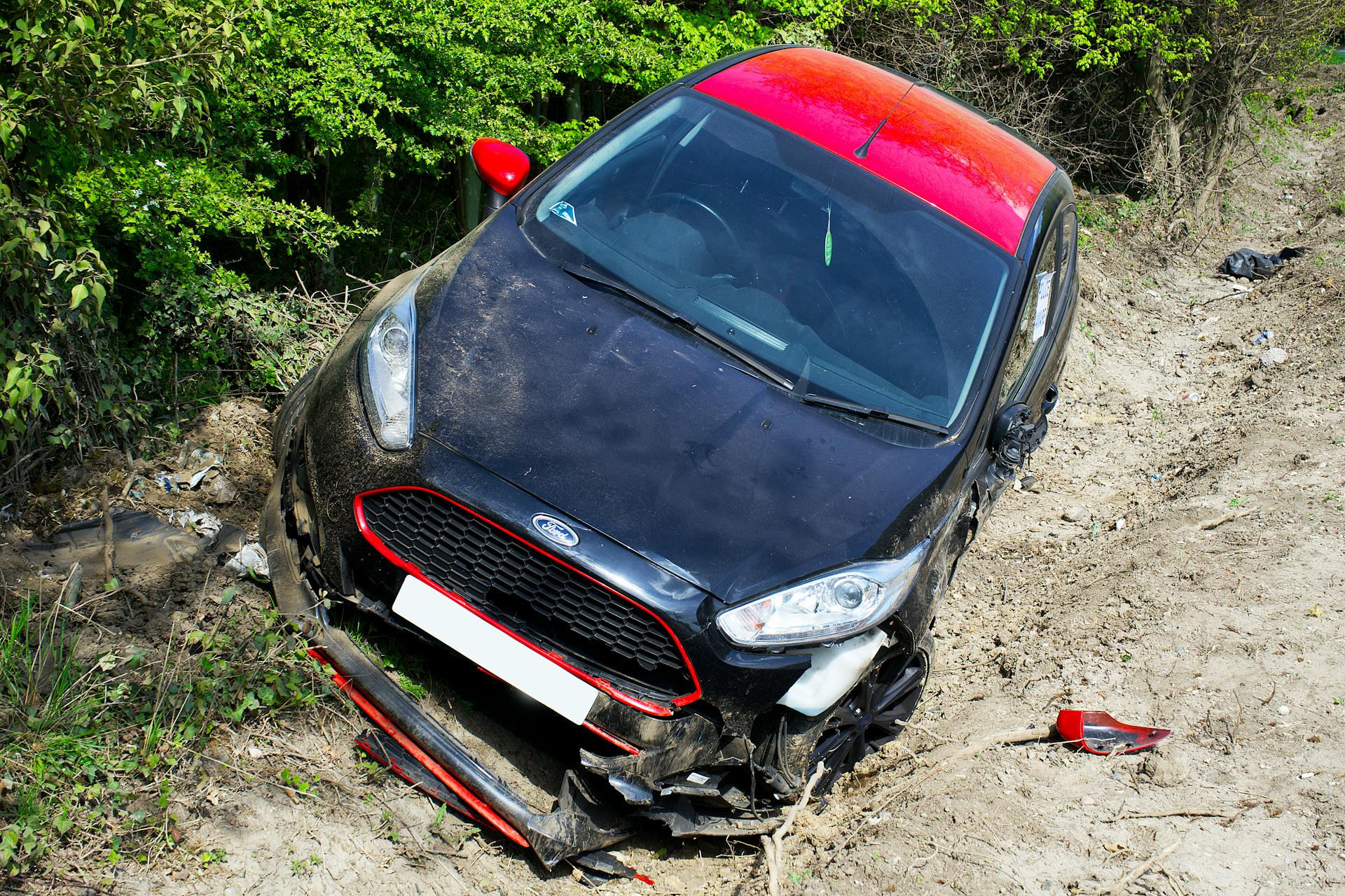 Car accident in a ditch