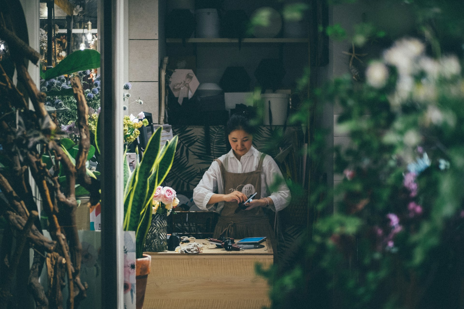 Female owner of a floral shop
