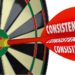 Guessing Game 10 consistency written on a dart hitting a dart board
