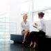 Managing director conducting with new worker