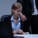 Scared woman and self-confident boss