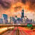 Chicago, Illinois, USA downtown skyline over highways