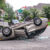 Overturned car after a car accident